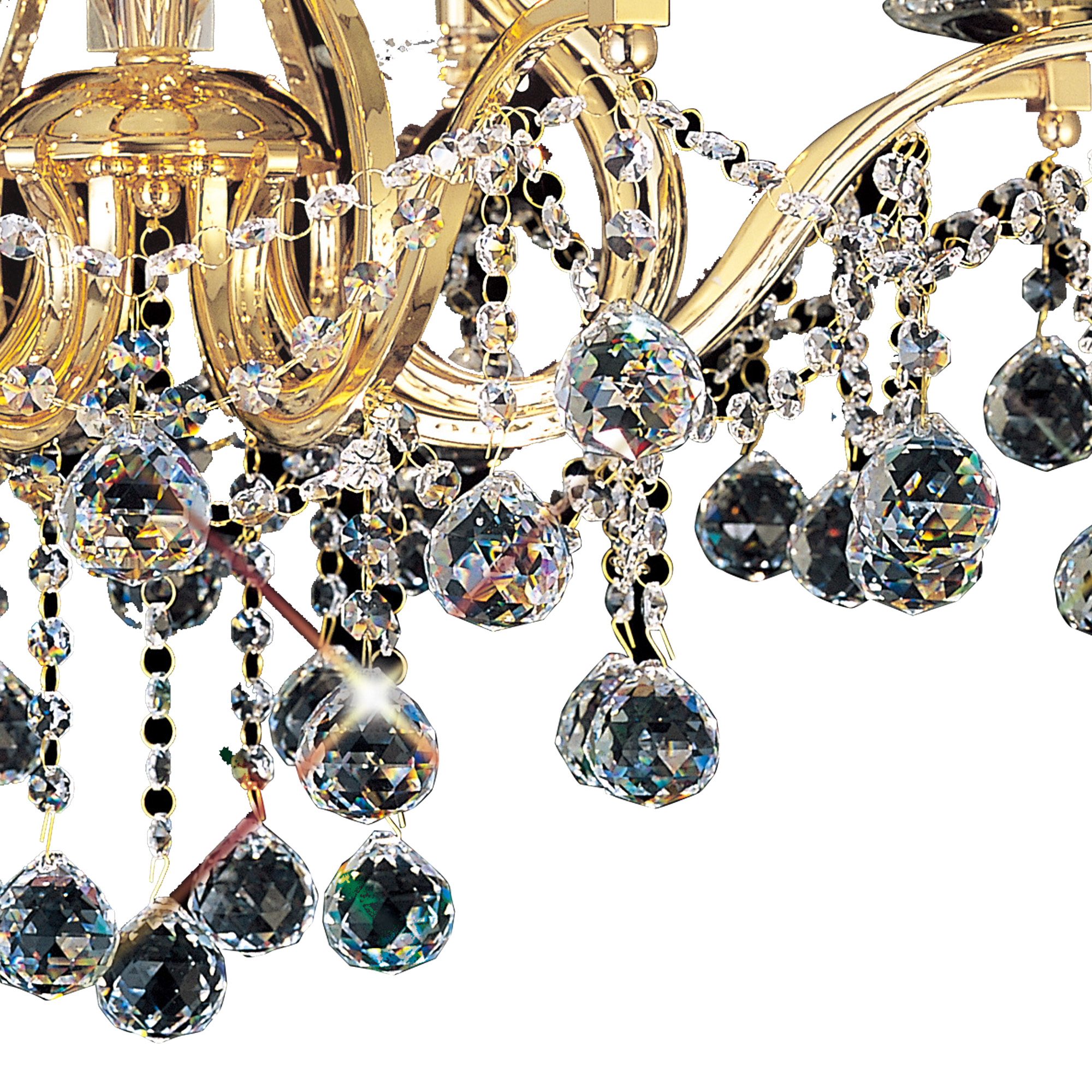 Bianco French Gold Crystal Ceiling Lights Diyas Multi Arm Crystal Fittings
